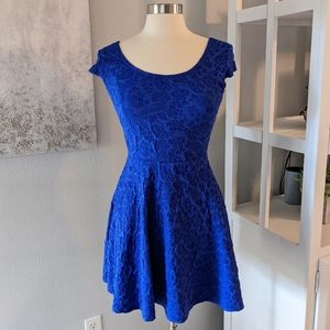 Cute Blue Summer Dress, skater mini dress stretchy